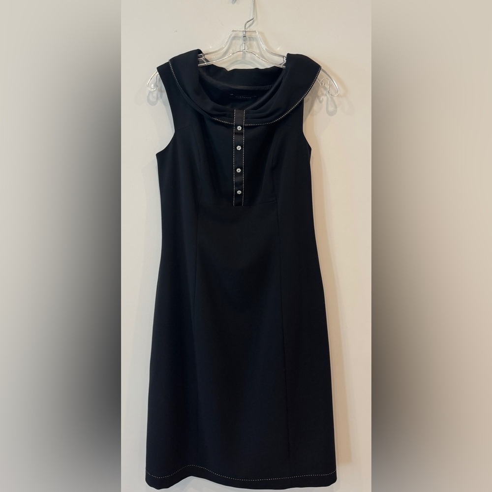 Elie Tahari Black Cowl Neck Sleeveless Sheath Dress